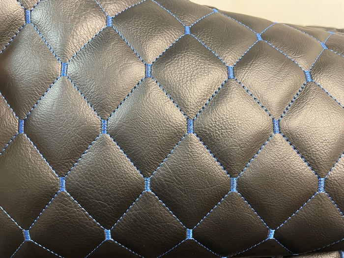 90-05 Miata Speaker Panel Covering - Blue Stitching Diamond Quilted Textured Black