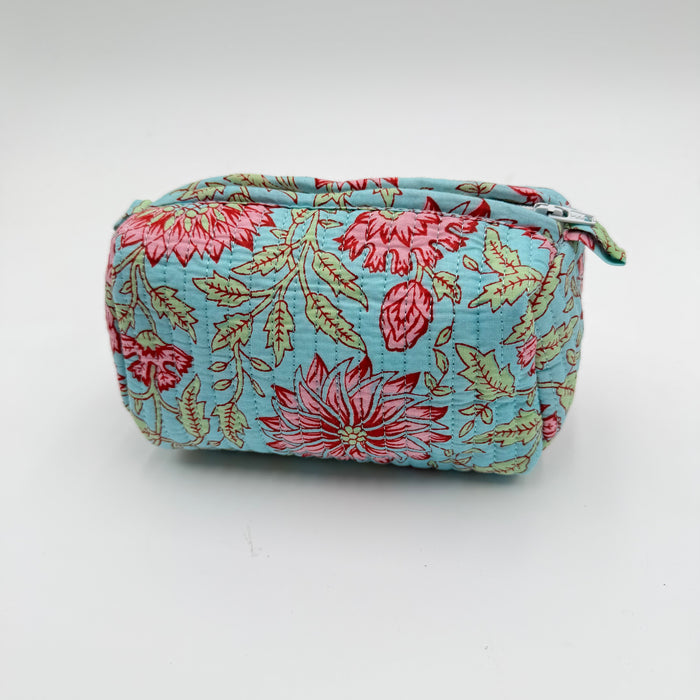 Floral patterned pouch on a white background
