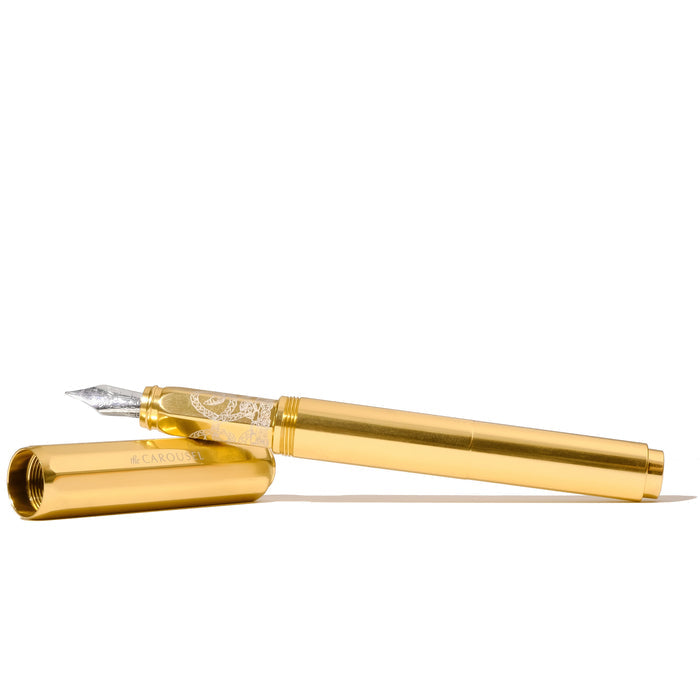 Aluminum Carousel Fountain Pen - Plaited Gold Tress - Ferris Wheel Press