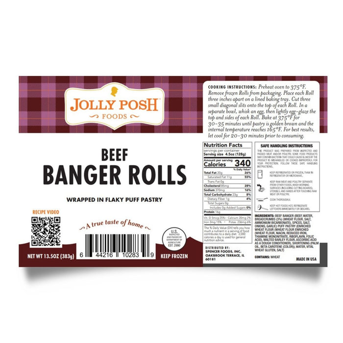 Beef Sausage Rolls: 3 per Pack