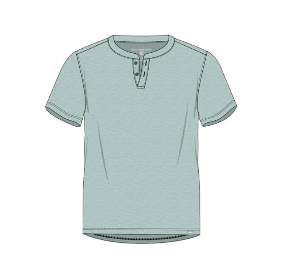 Light blue henley shirt on a white background