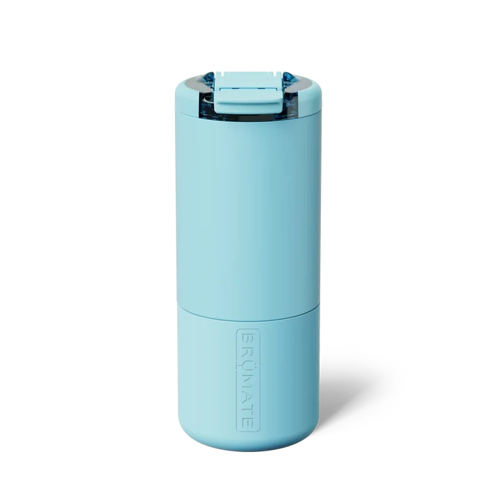Light blue tumbler with BRUMATE branding on a white background