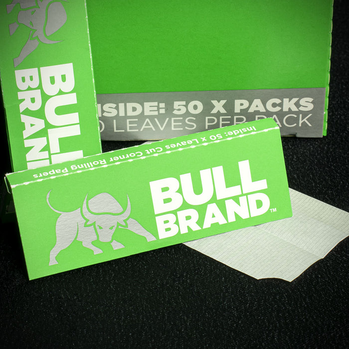 Bull Brand Green Cut Corners Rolling Papers - 50 Pack