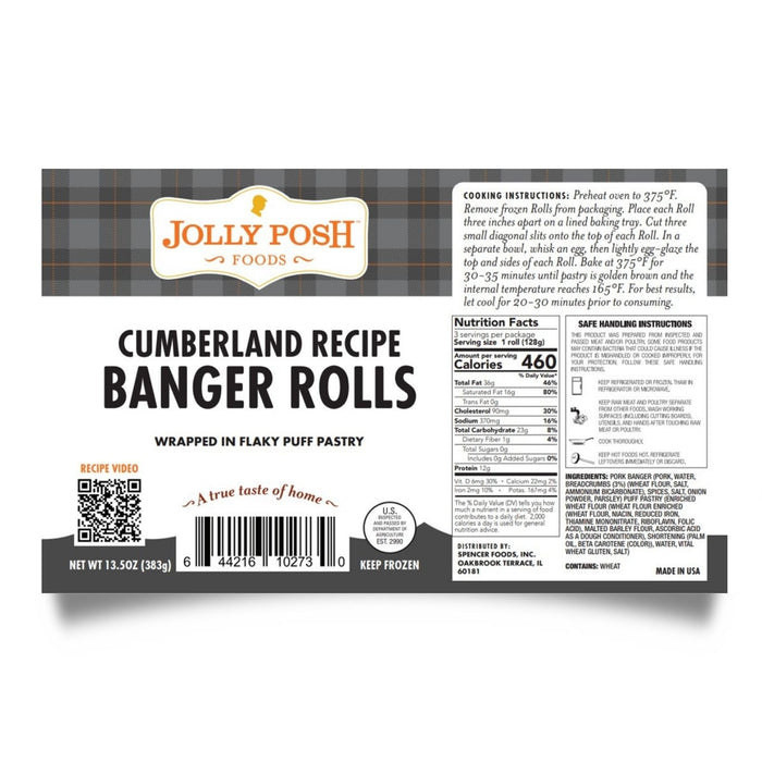 Cumberland Sausage Rolls: 3 per Pack