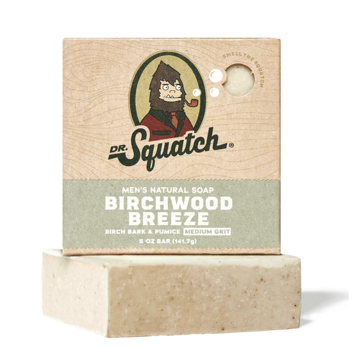 Dr. Squatch men's natural soap bar with packaging on a white background