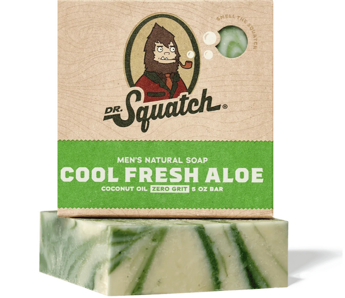 Dr. Squatch men's natural soap with aloe on a white background