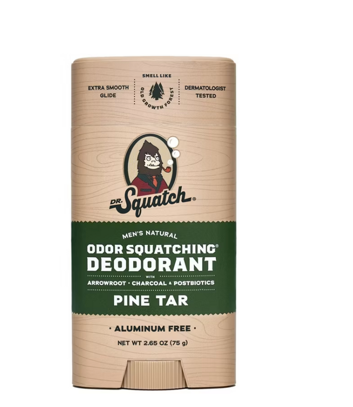 Dr. Squatch Pine Tar Deodorant packaging on a white background