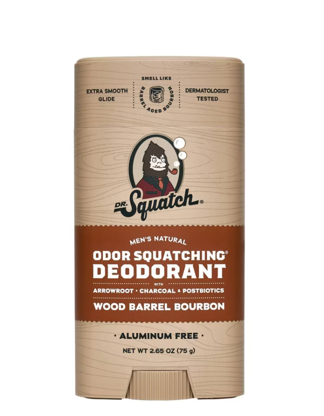Dr. Squatch deodorant stick packaging on a white background