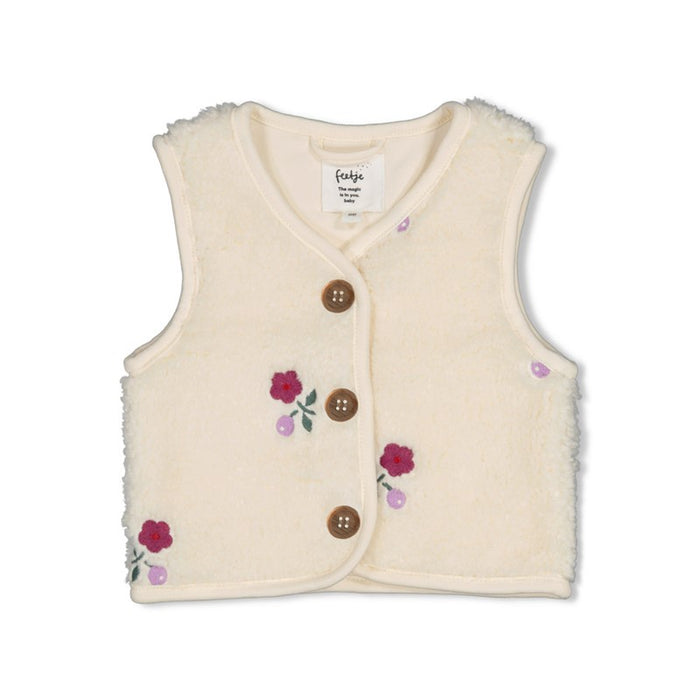Feetje | Teddy gilet met borduursels | Creme