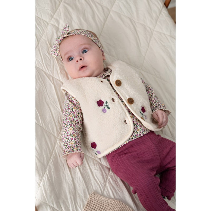Feetje | Teddy gilet met borduursels | Creme
