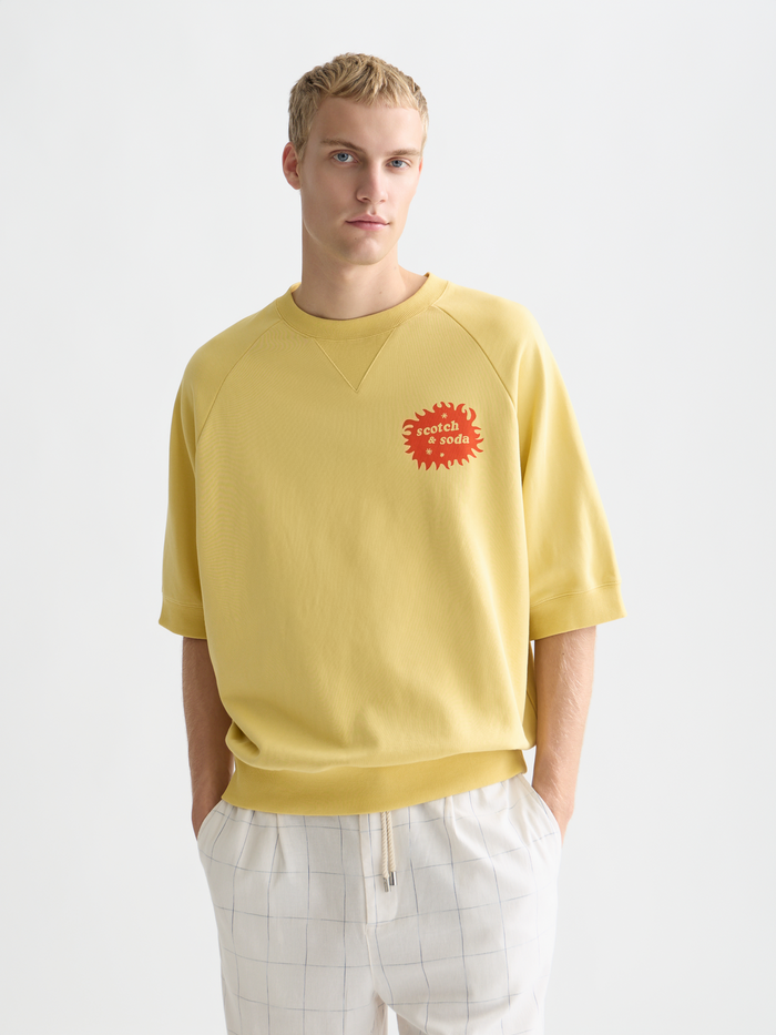 Front And Back Artwork Loose-Fit Short Sleeve Sweatshirt