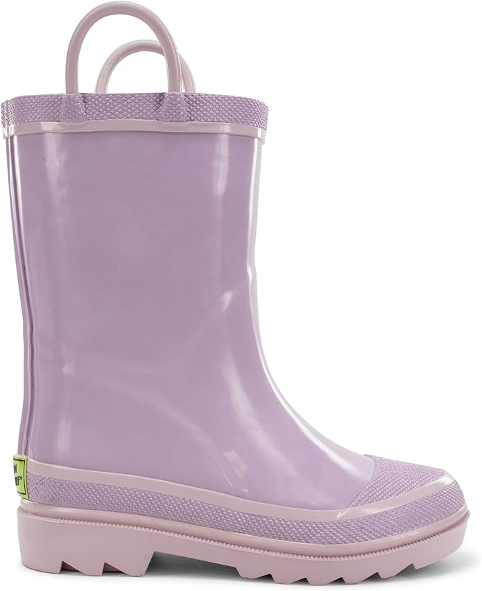 Purple rain boot with handle on a white background