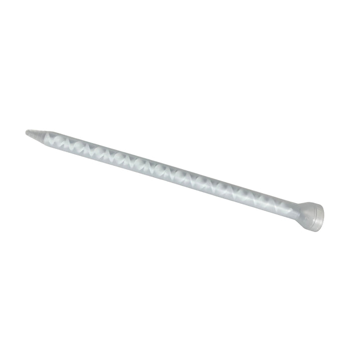 Infinity Bond MCH 08-24T static mixer nozzle with bell inlet and stepped tip outlet.