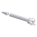 Infinity Bond MFH 08-18T static mixer nozzle with twist-lock inlet and stepped tip outlet, designed for F-System cartridges with 18 elements and 8mm diameter.