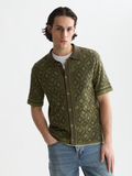 Jacquard Knitted Short-Sleeved Shirt