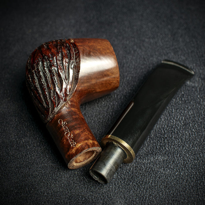 Jean Claude Rustic Wave 9mm Filter Briar Smoking Pipe - Shape 07