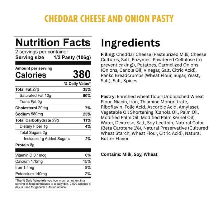 Jolly Posh Cheddar Cheese & Caramelised Onion Pasty: 8oz