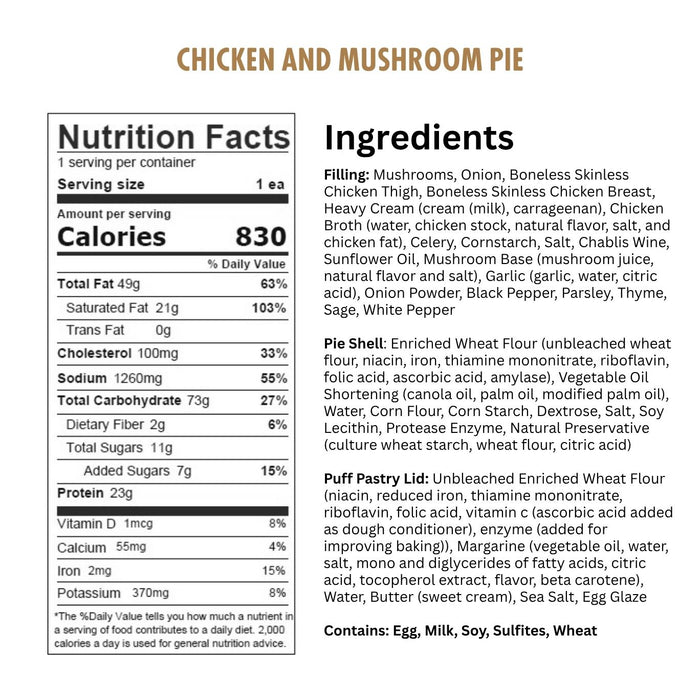 Jolly Posh Chicken & Mushroom Pie: 10oz