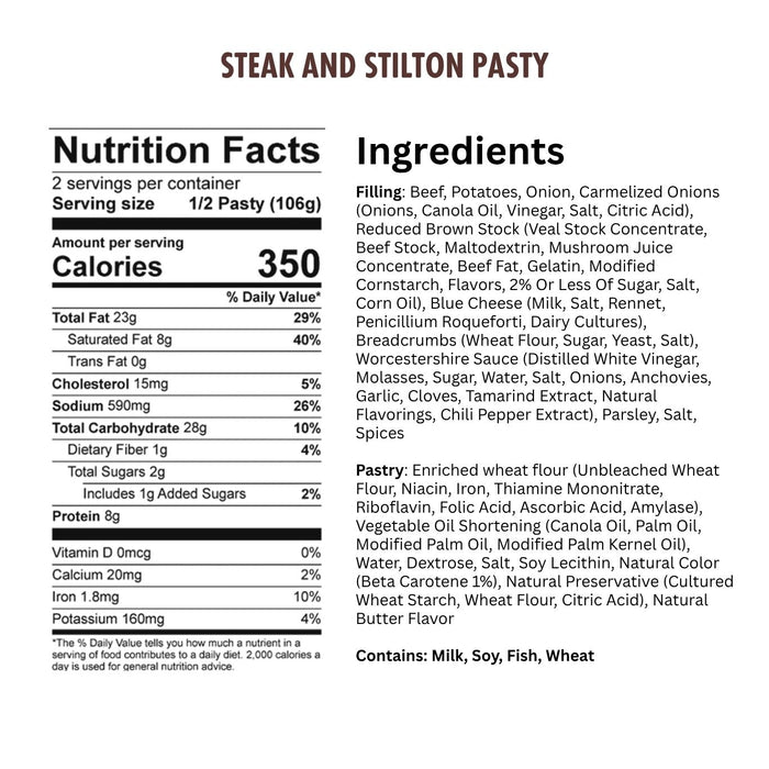 Jolly Posh Steak & Stilton Pasty: 8oz