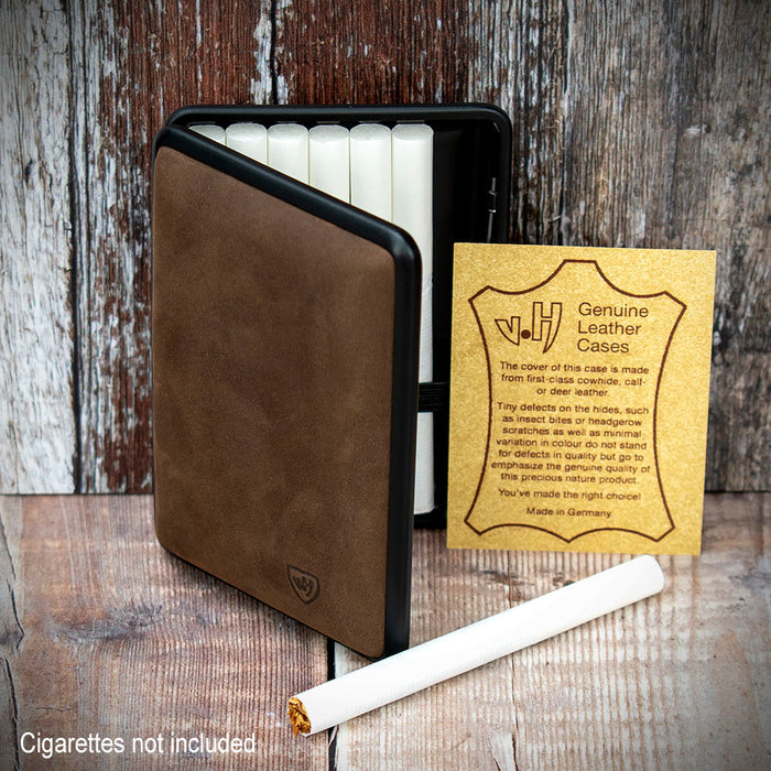 Kingsize Cigarette Case Vom Hofe Brown Suede Leather