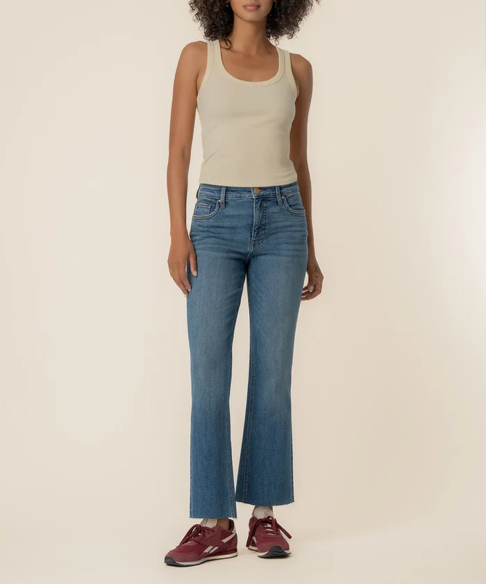 Kut Kelsey High Rise Fab AB Ankle Flare Raw Hem