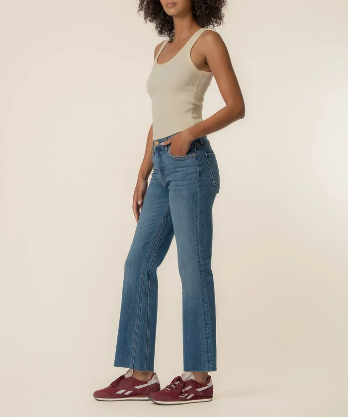 Kut Kelsey High Rise Fab AB Ankle Flare Raw Hem
