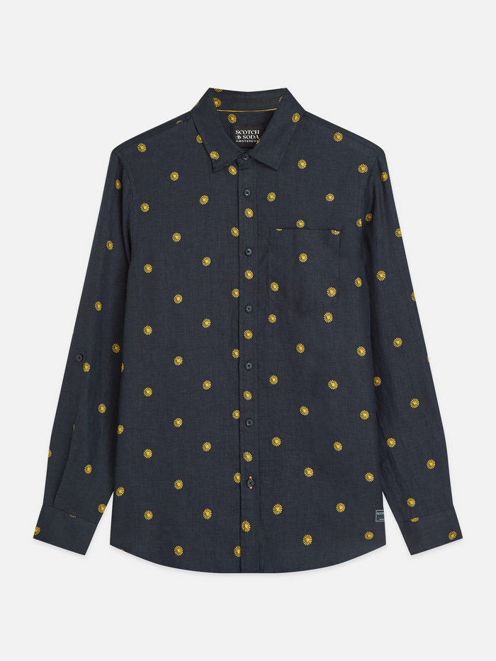 Linen Printed Regular-Fit Shirt
