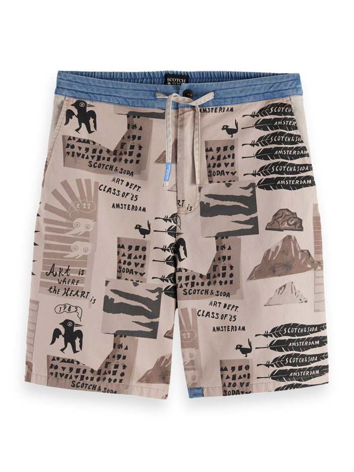 Loose-Fit Printed Washed Bermuda Shorts