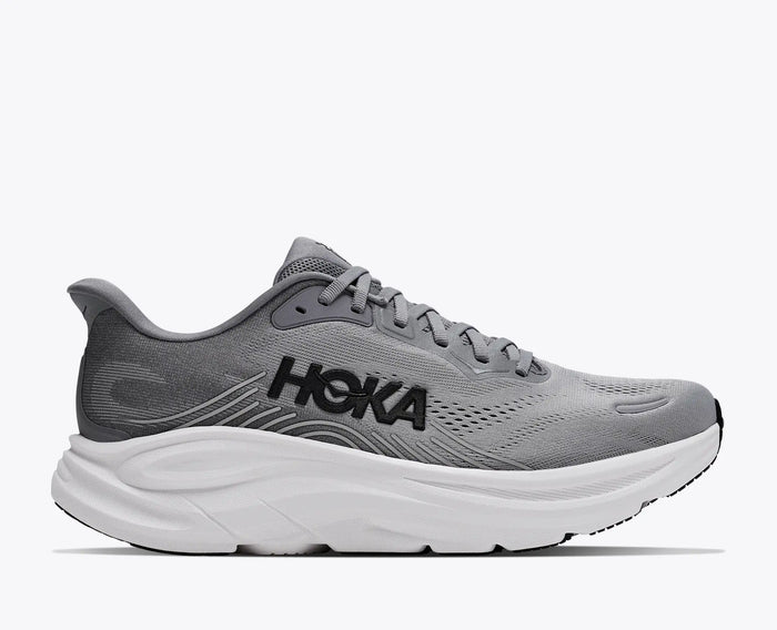 hoka grey sneaker with white sole