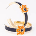 Earrings with Auburn University logo on a white background