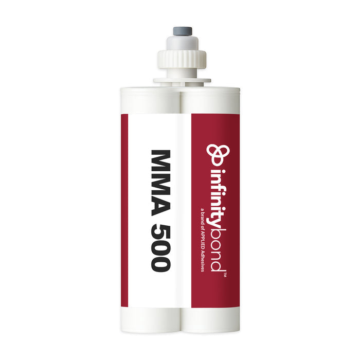 Fast-set adhesive, 4–5 min work time – Infinity Bond MMA 500 400 ml Cartridge, bonds PE, PP, and other difficult plastics