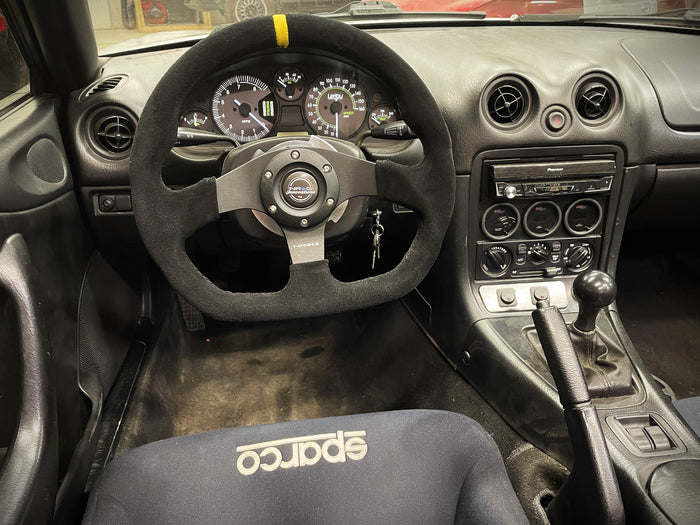 NRG 320mm Flat Bottom Steering Wheel Suede