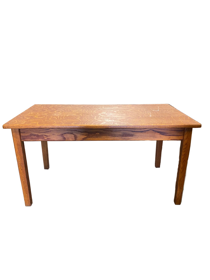 Oak Grain Pattern Table With Drawers