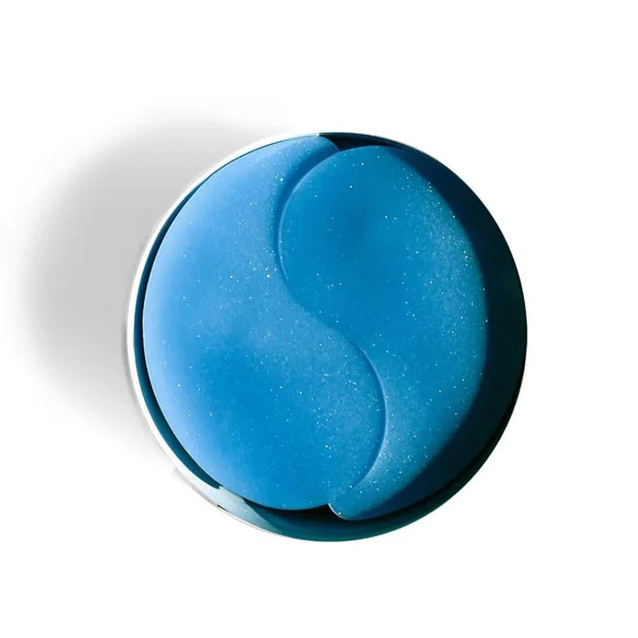 Blue gel patches on a white background