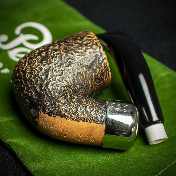 Peterson of Dublin Arklow Sandblasted Briar Smoking Pipe - Shape 338 - 9mm