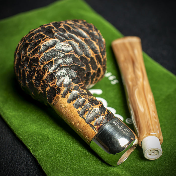 Peterson of Dublin Derry Rusticated Briar Smoking Pipe - Shape 606 - 9mm