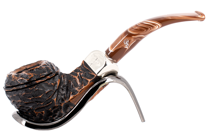 Peterson of Dublin Derry Rusticated Briar Smoking Pipe - Shape 80s - 9mm