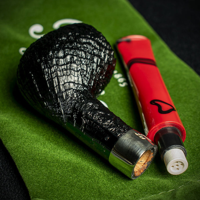 Peterson of Dublin Dracula Sandblasted Briar Smoking Pipe - Shape No.87