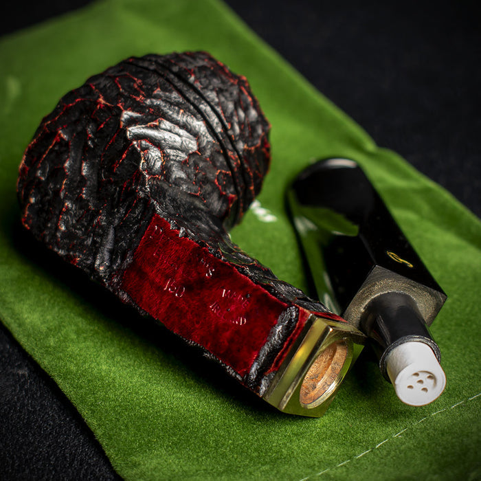 Peterson of Dublin Emerald Rusticated Briar Smoking Pipe - Shape 150 - 9mm