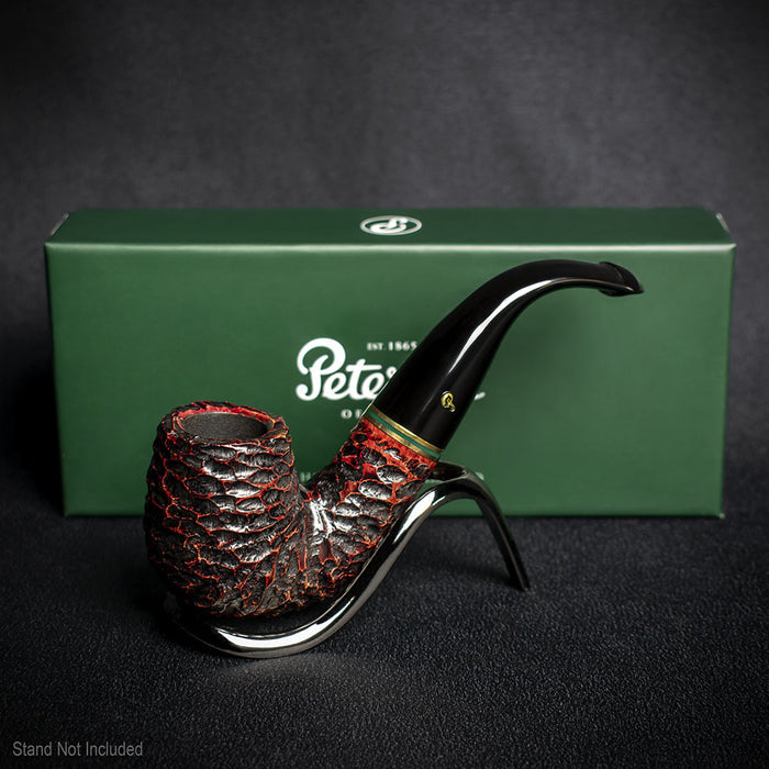 Peterson of Dublin Emerald Rusticated Briar Smoking Pipe - Shape X220 - 9mm