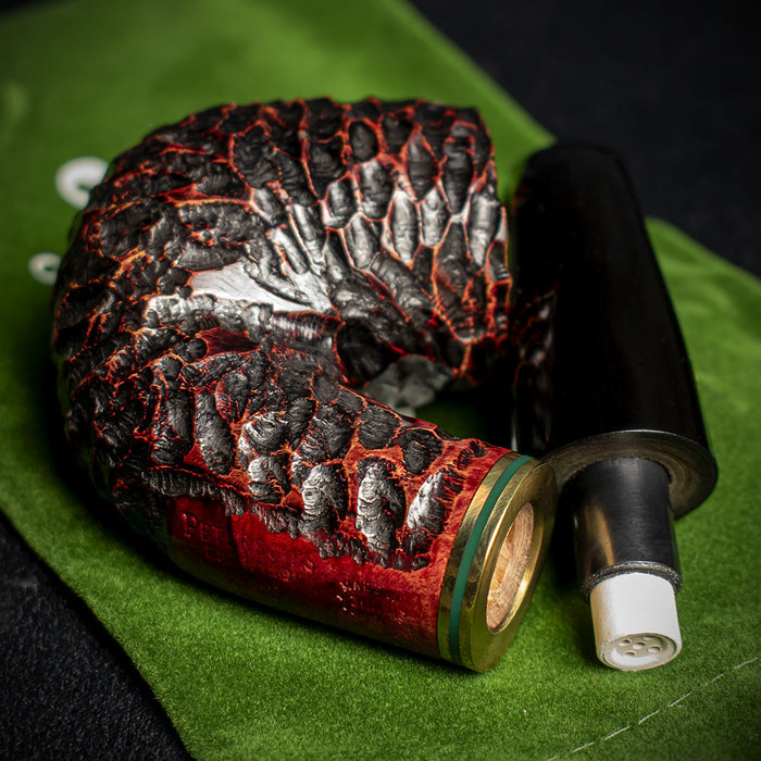 Peterson of Dublin Emerald Rusticated Briar Smoking Pipe - Shape X220 - 9mm