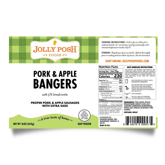 Pork & Apple Bangers: 1lb