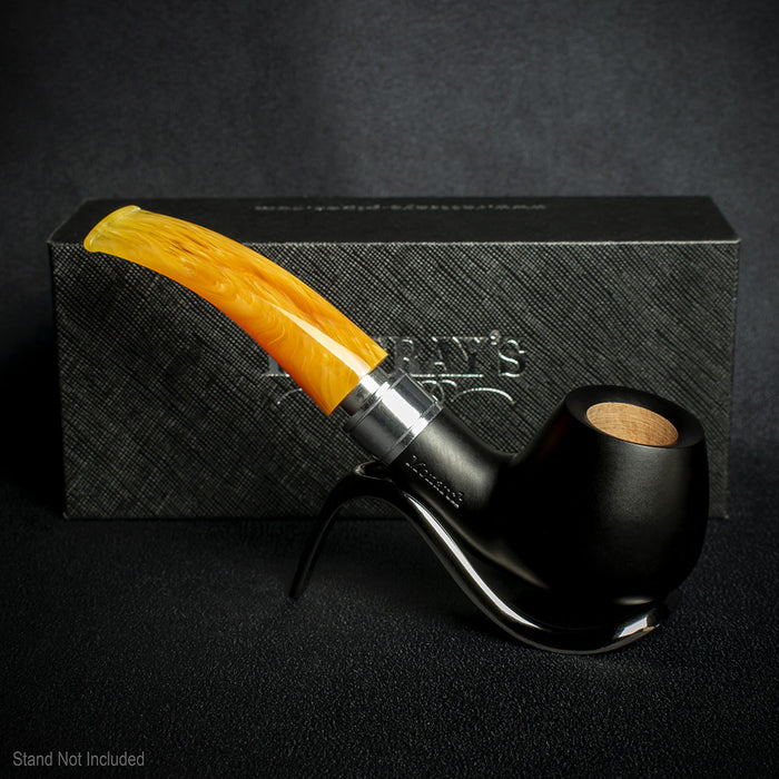 Rattray's Monarch Black 9mm Briar Smoking Pipe - Shape 4