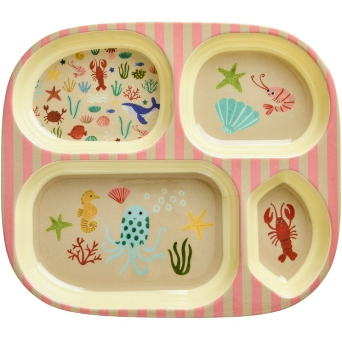 Rice | Melamine bord 4 vakken - Koraal oceaan print
