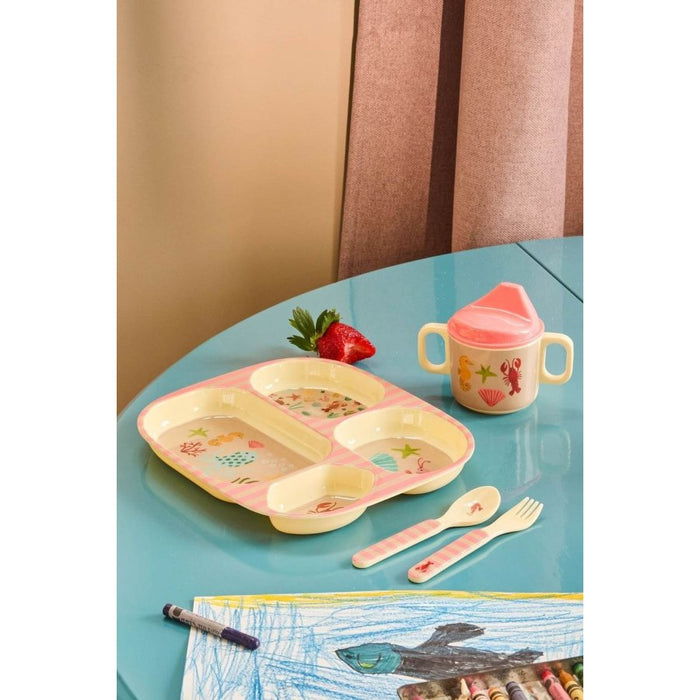 Rice | Melamine bord 4 vakken - Koraal oceaan print