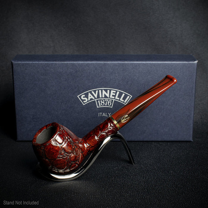 Savinelli Alligator Brown 6mm Briar Smoking Pipe - Shape 207