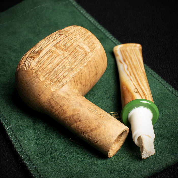 Savinelli Bamboo Rusticated Natural 106 - 6mm Briar Pipe