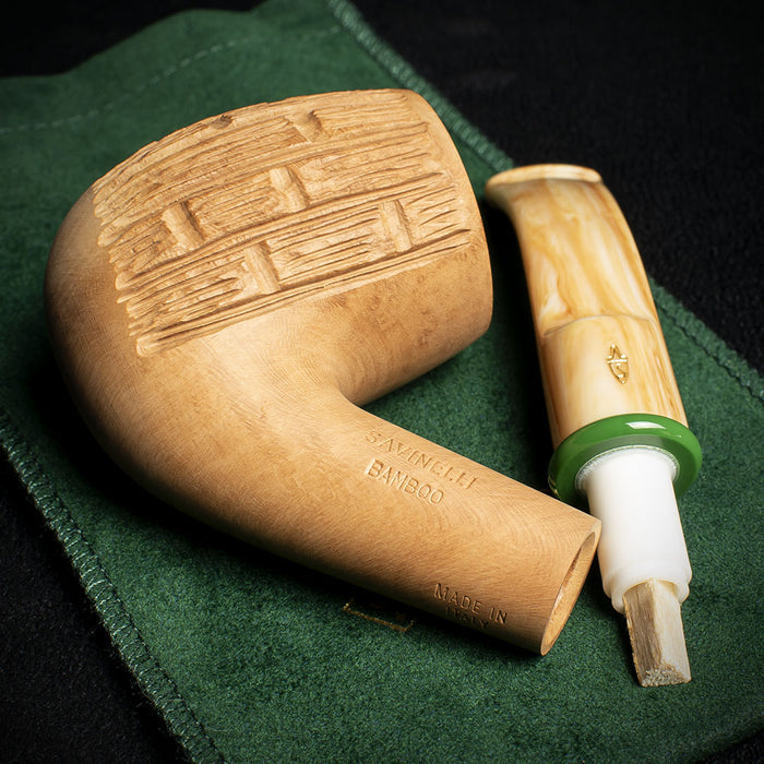 Savinelli Bamboo Rusticated Natural 607 - 6mm Briar Pipe