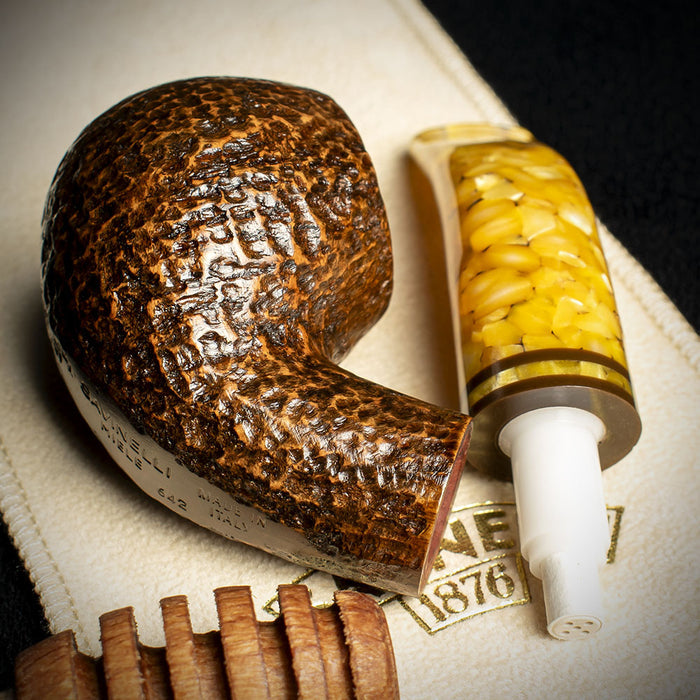 Savinelli Miele Rusticata Brownblast 642 - 6mm Briar Pipe