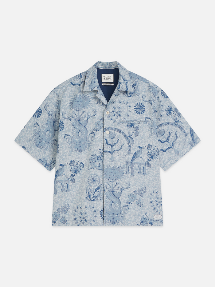 Scotch & Soda x Royal Delft Loose Short-Sleeved Jacquard Shirt